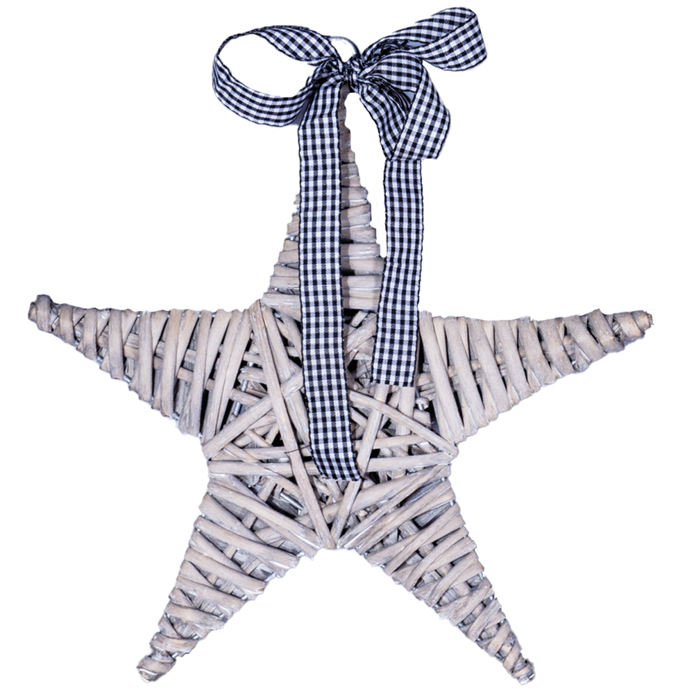 St Helens Grey Wicker Star Christmas Decoration Image 1