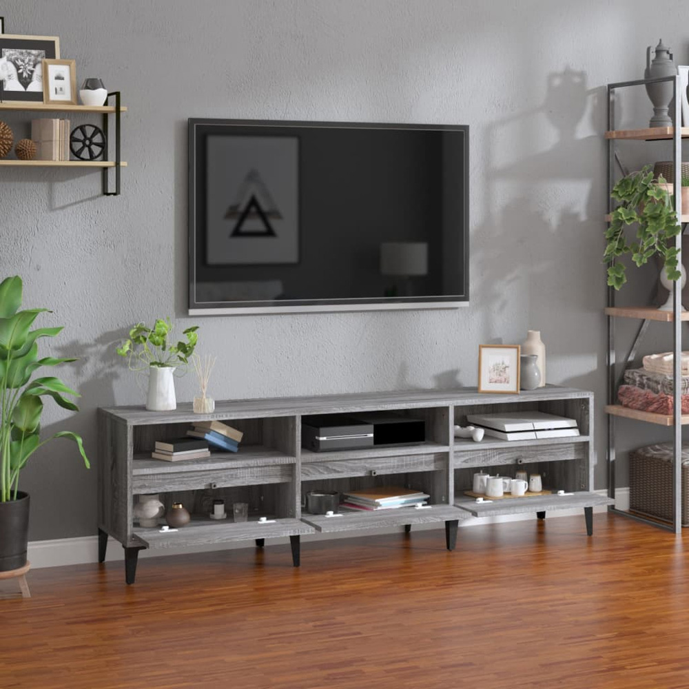 vidaXL 3 Door 3 Shelf Grey Sonoma TV Cabinet Image 8