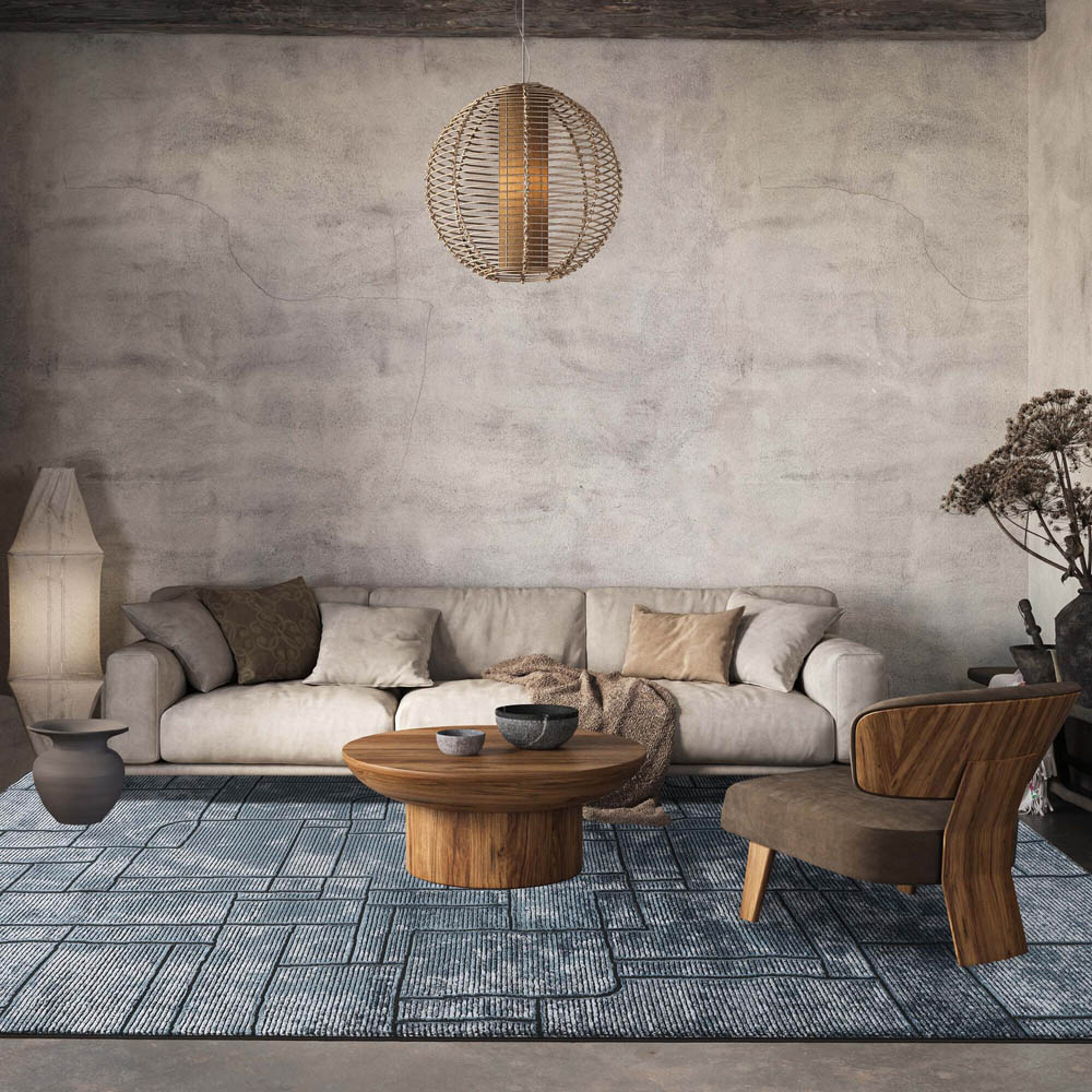 Desire Rugs Belgravia Metallic Sheen Modern Cobble Design Navy Rug 160 x 230cm Image 2