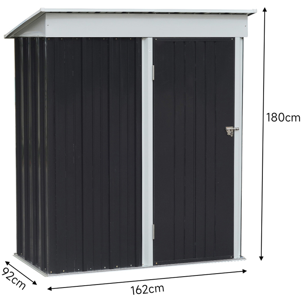Living and Home 5.9 x 5.3 x 3ft Black Peaked Storage Shed with Shelves Image 8