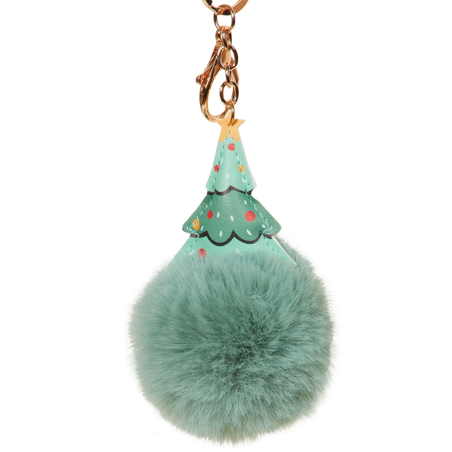 Gingerbread or Xmas Tree Pom Pom Keyring - Green or Brown Image 1