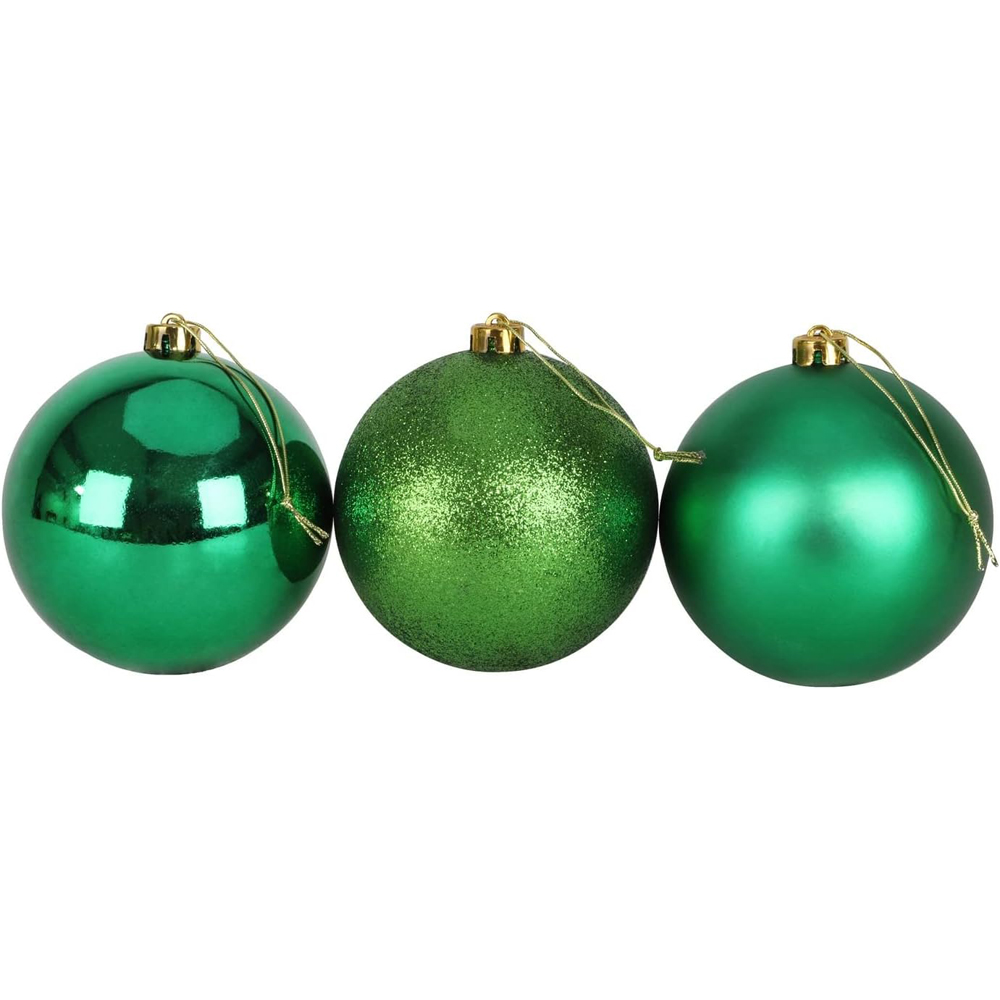 Shatchi 15cm Dark Green Shatterproof Christmas Baubles 3 Pack Image 2