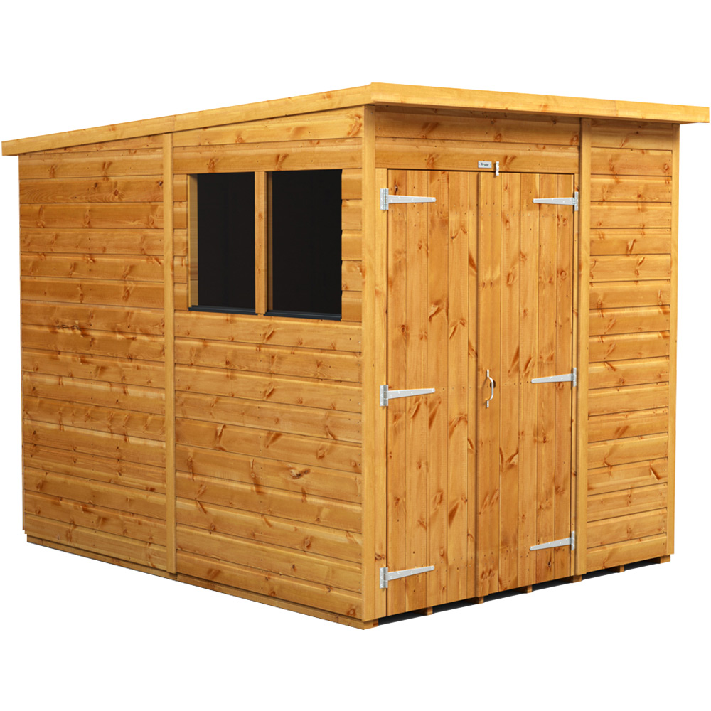 Power Sheds 6 x 8ft Double Door Pent Wooden Shed with Window Image 1