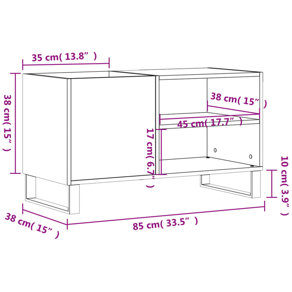 vidaXL 2 Shelf Smoked Oak Record Cabinet Image 9