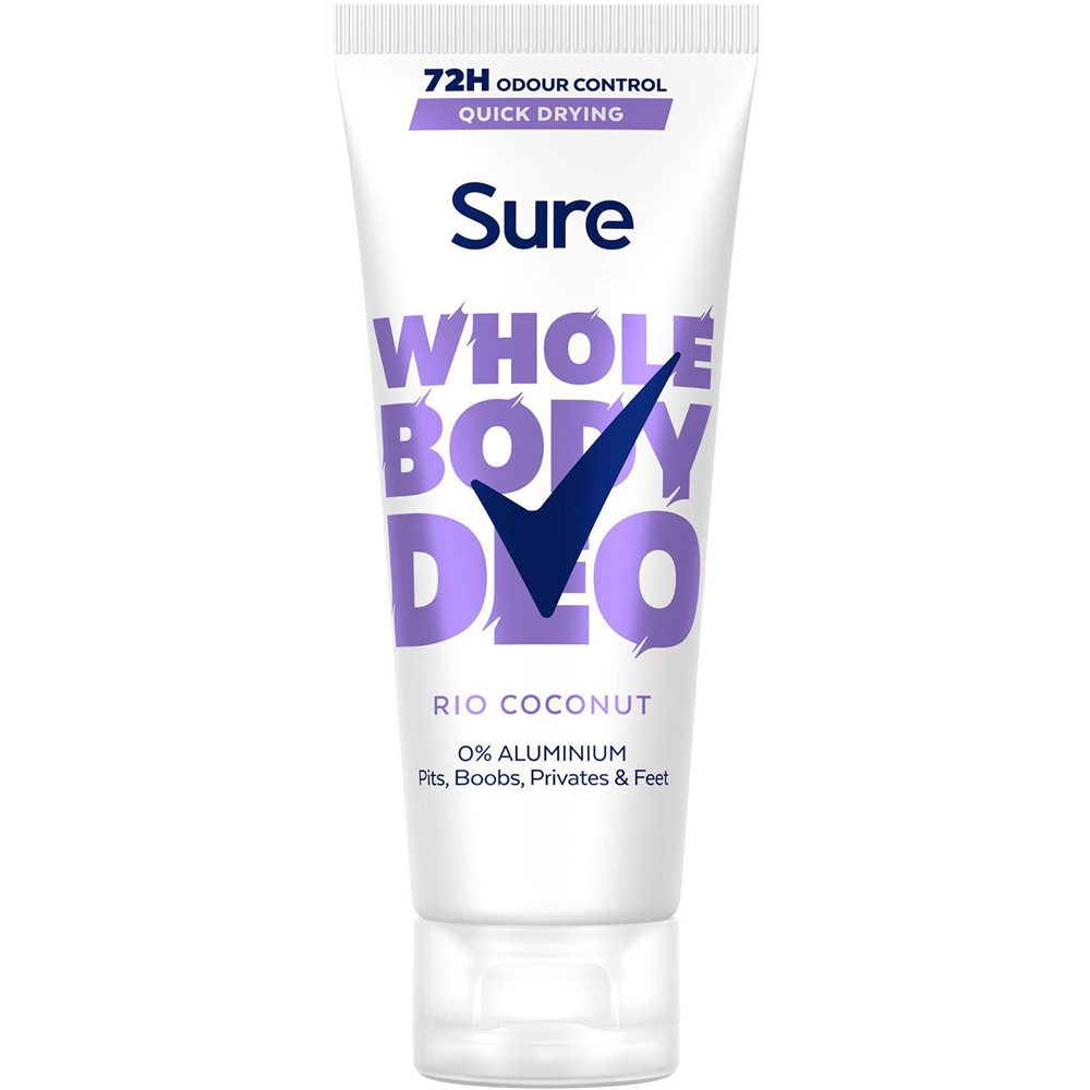 Sure Whole Body Rio Coconut 72H Odour Control Deodorant Cream 75ml 6 Pack Image 2