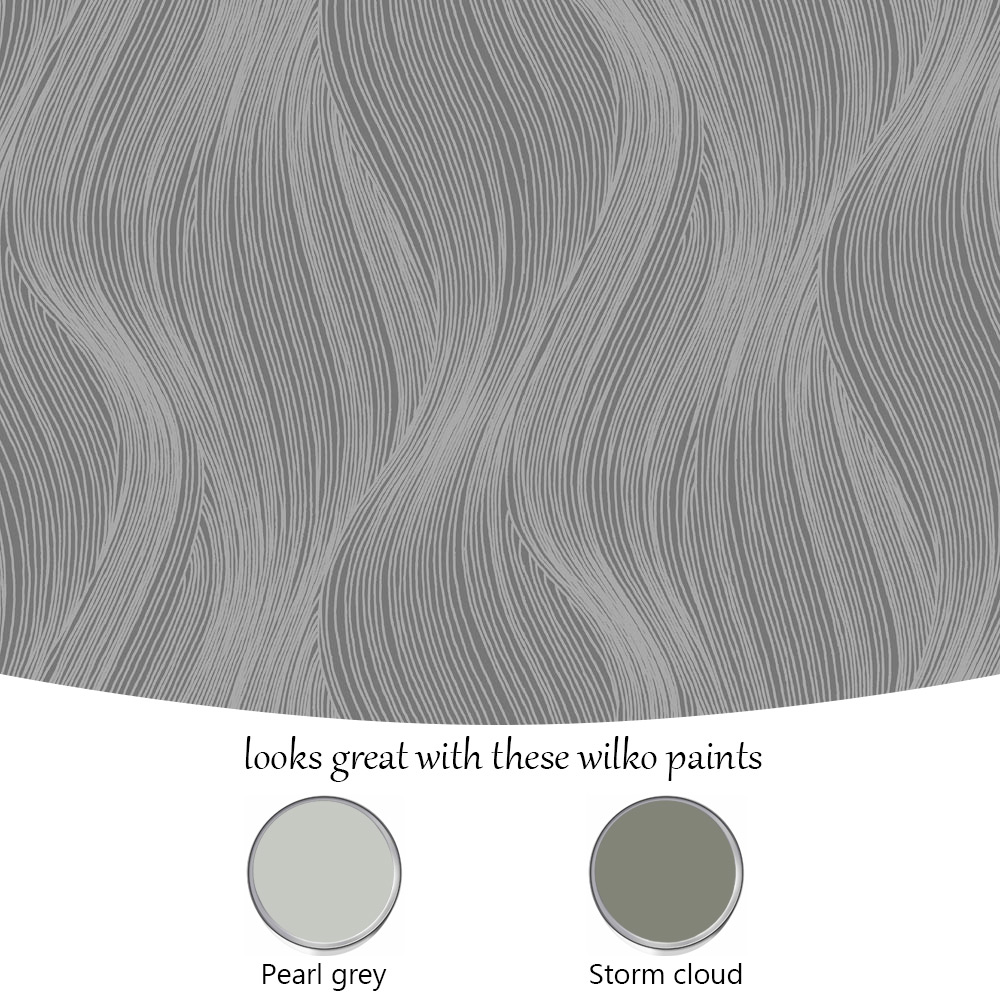 Muriva Orla Wave Slate Wallpaper Image 5