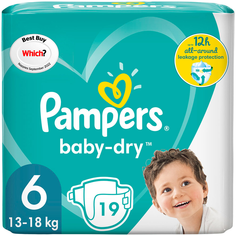 Pampers Baby Dry Nappies Size 6 x 19 Pack Image 1