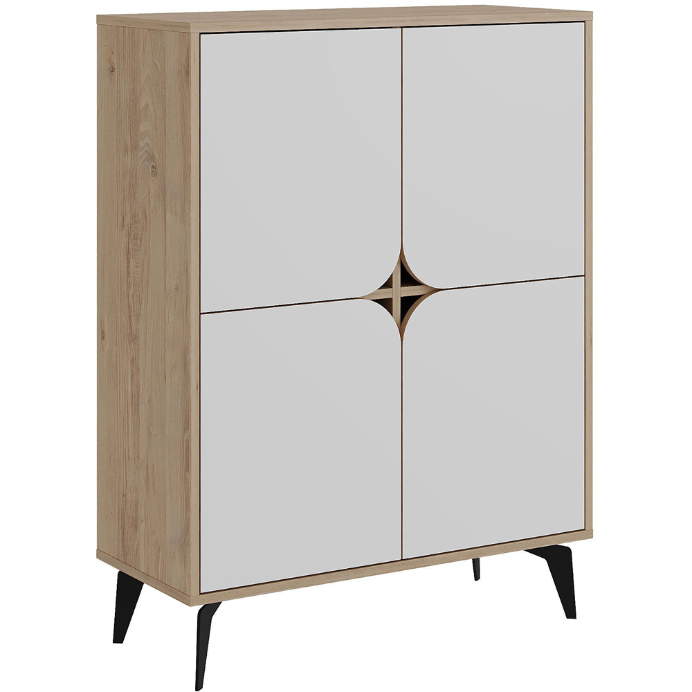 Decortie Spark 4 Door Sapphire Oak and White Cabinet Image 2
