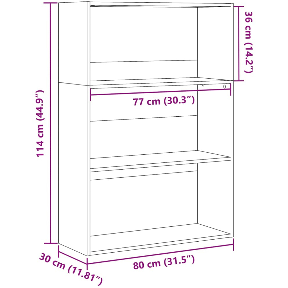 vidaXL 3 Shelf Artisan Oak Bookcase Image 9