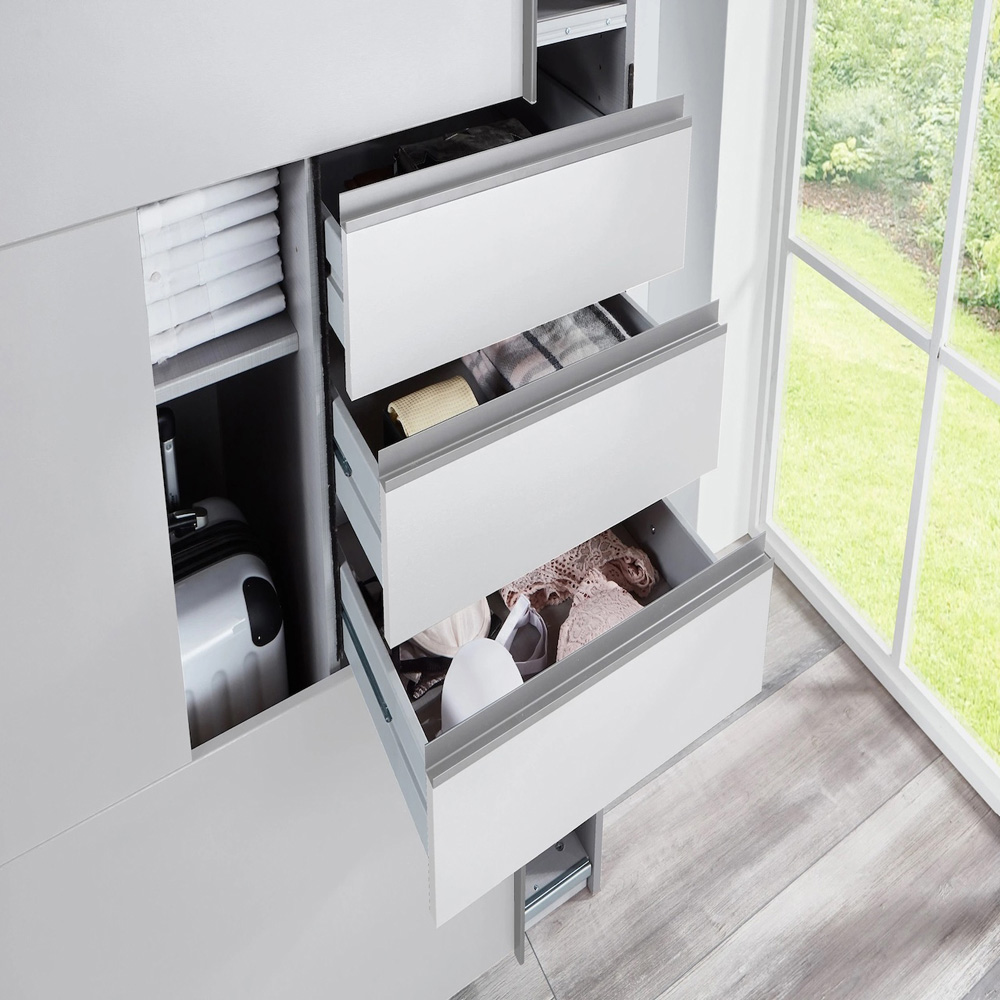 TJ'S Saigon Single Mirror Sliding Door 3 Drawer White Wardrobe Image 3