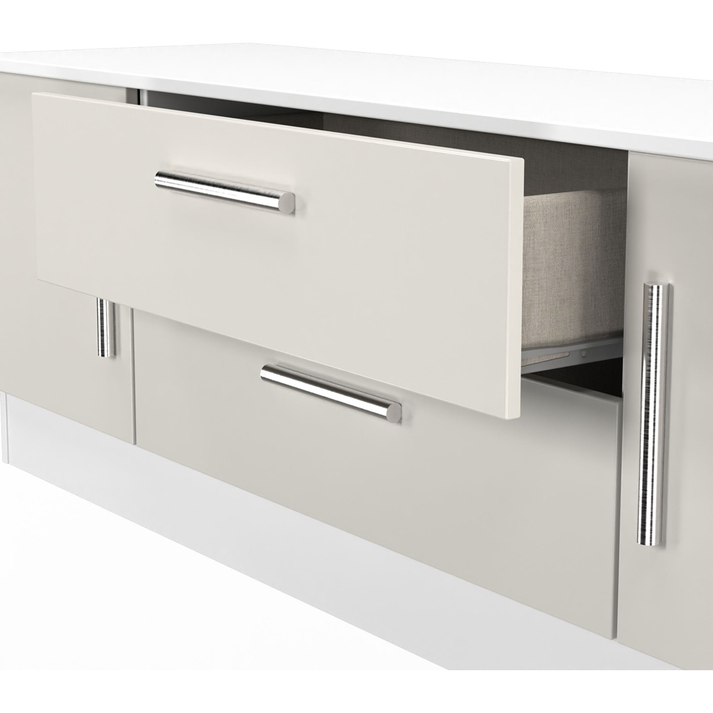 Crowndale Contrast 2 Door 2 Drawer Grey Matt and White Wide TV Unit Ready Assembled Image 7