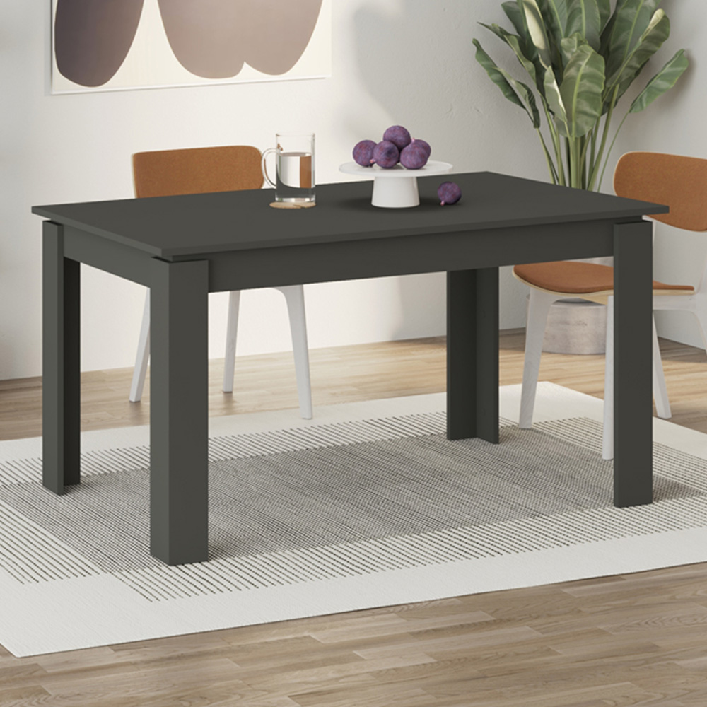 Decortie Tolmen 6 Seater Extendable Rectangular Dining Table Anthracite Image 1
