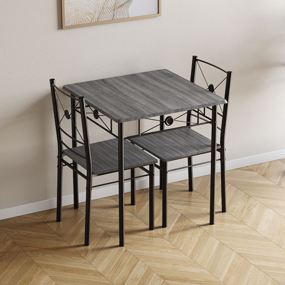 VIDA DESIGNS Roslyn 2 Seater Square Dining Set Grey Image 2