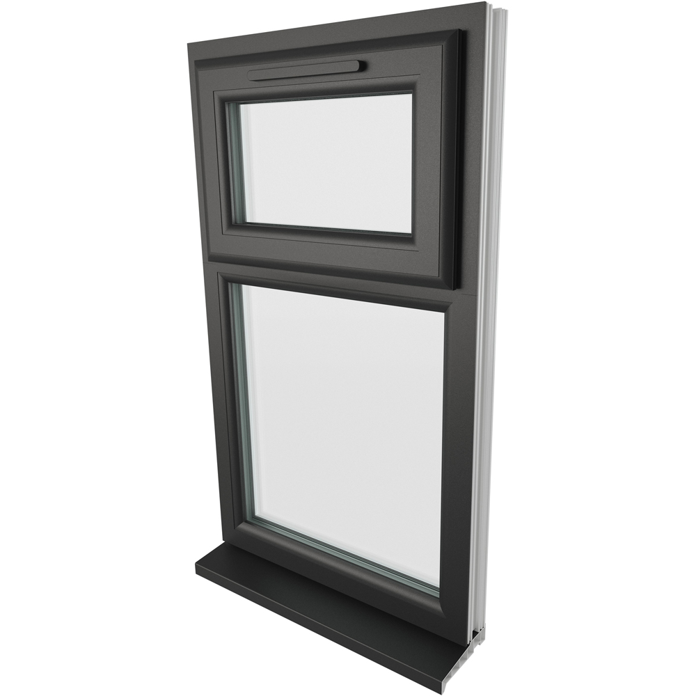 Crystal Black and White Top Hung Over Fixed Light Clear Triple Glazed Window 610 x 1040mm Image 3