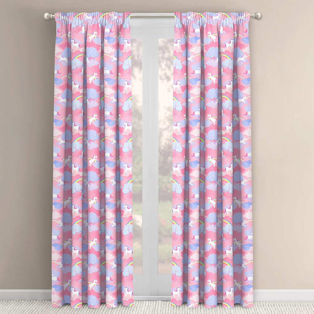 Velosso Unicorn Rainbow Pink Curtain Pair 168X189cm Image 1
