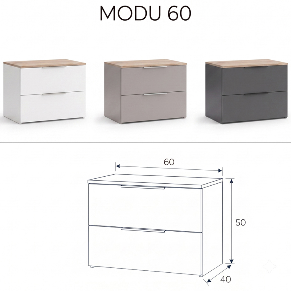 Shefa Line MODU 60 2 Drawer Grey and Sonoma Oak Chest of Drawers Image 5