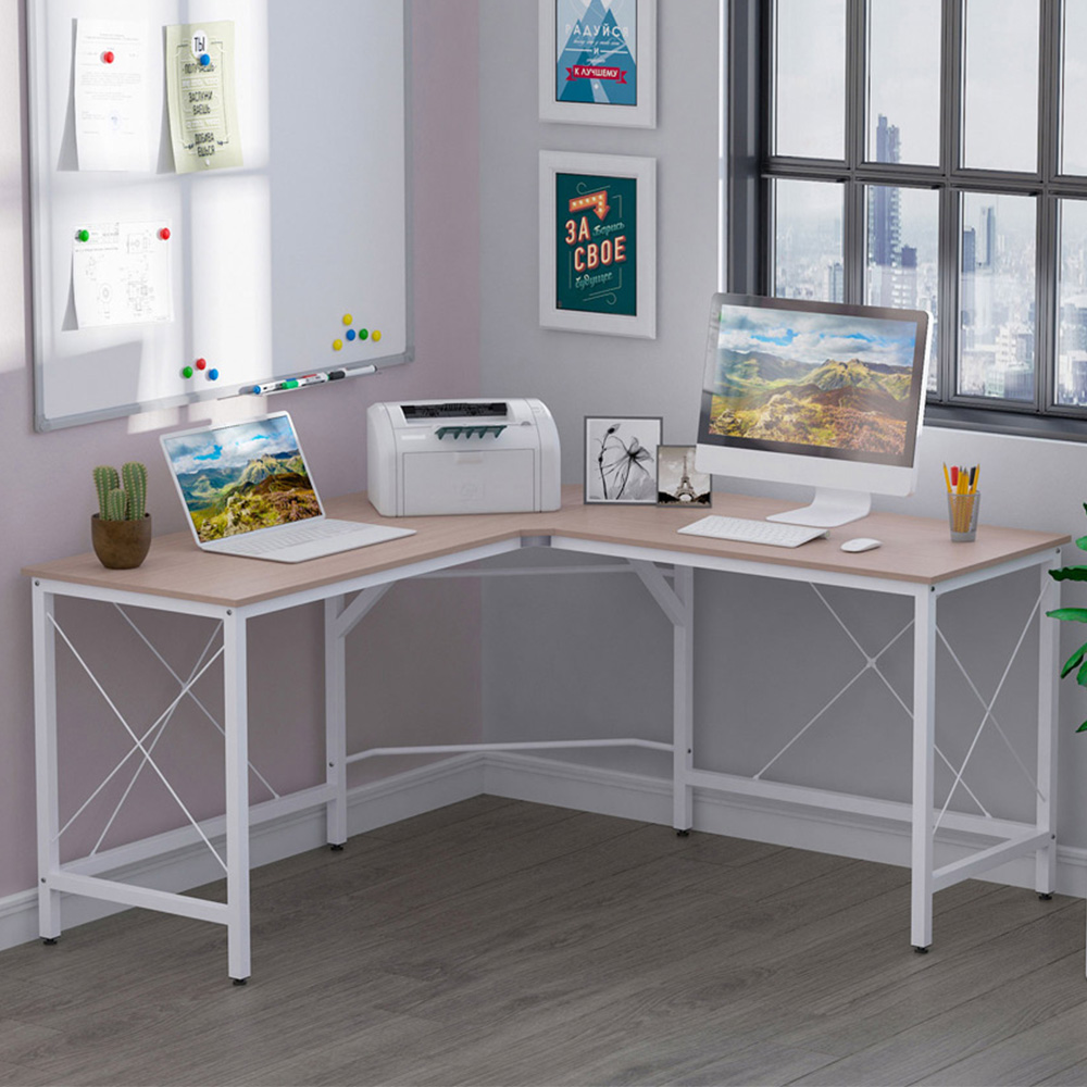 Portland L-Shaped Corner Desk White Image 1