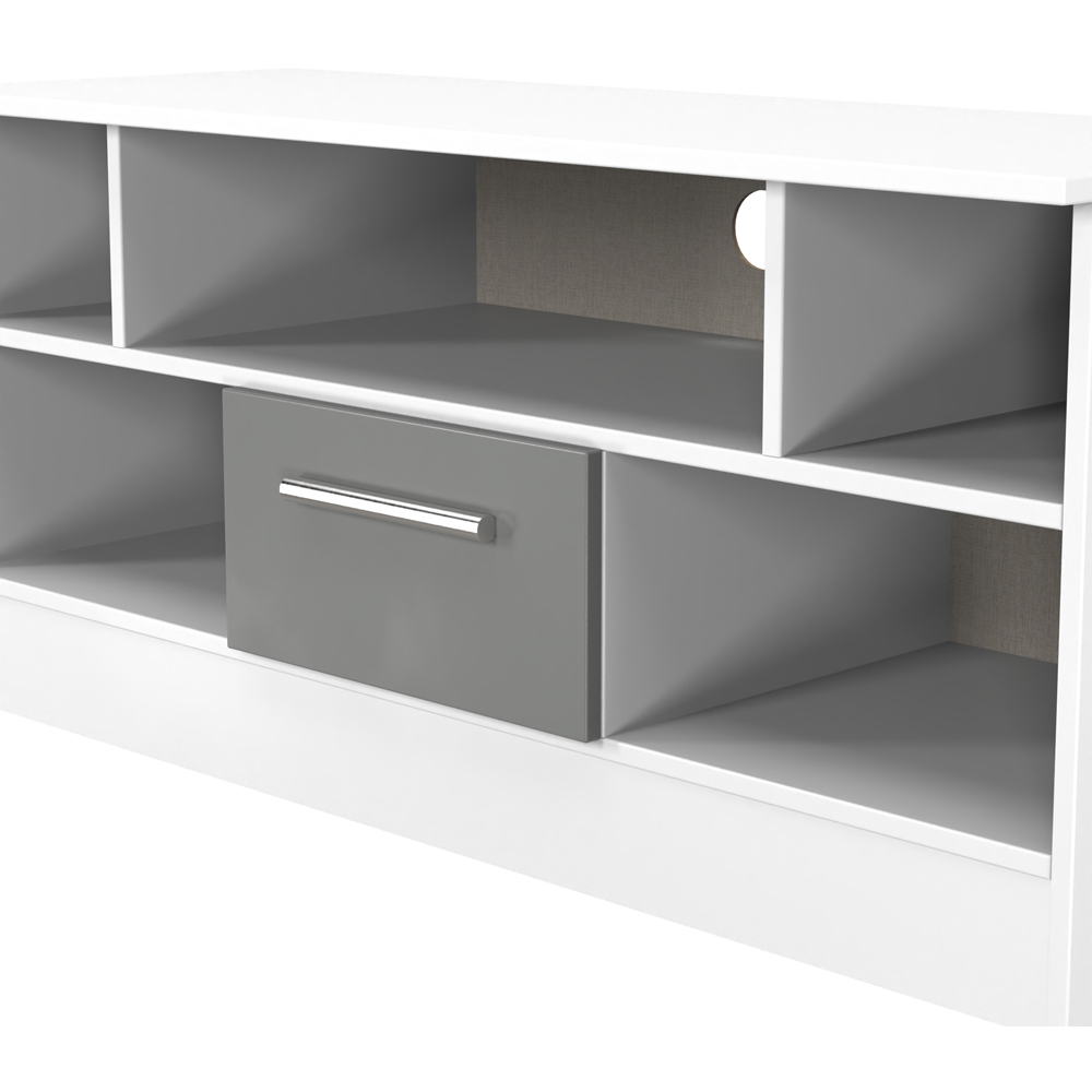 Crowndale Contrast Single Drawer Grey Matt and White TV Unit Ready Assembled Image 5