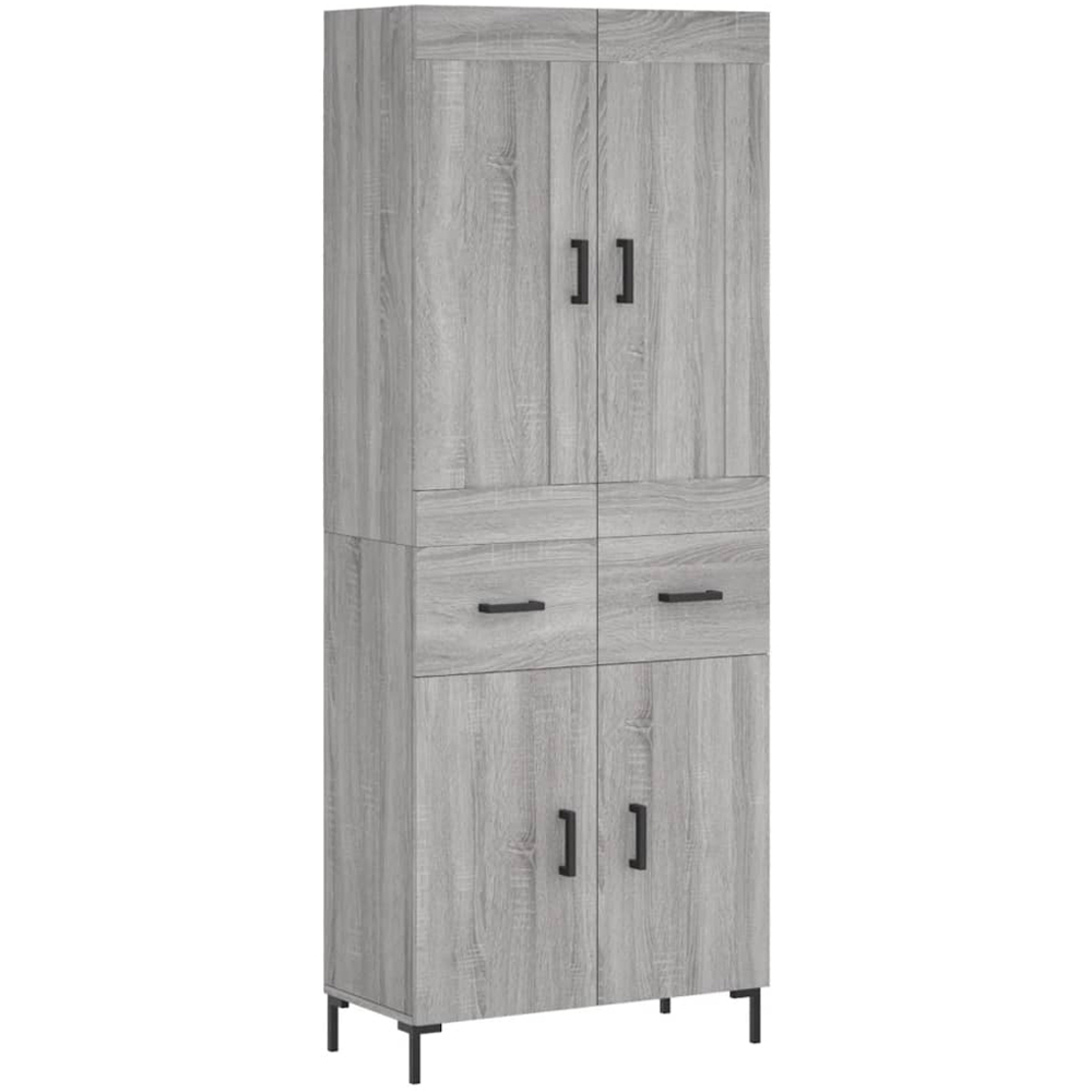 vidaXL 4 Door 2 Drawer Grey Sonoma Highboard Image 2