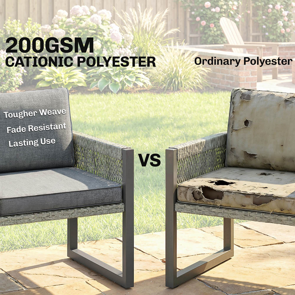 Outsunny 6 Seater Grey Rattan Garden Loveseat Sofa Lounge Set with Cushion Image 5