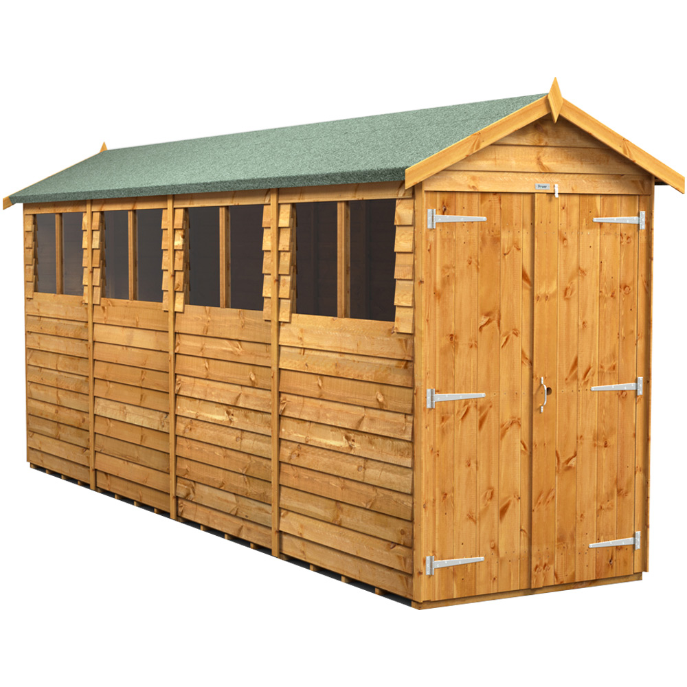 Power Sheds 16 x 4ft Double Door Overlap Apex Wooden Shed Image 1