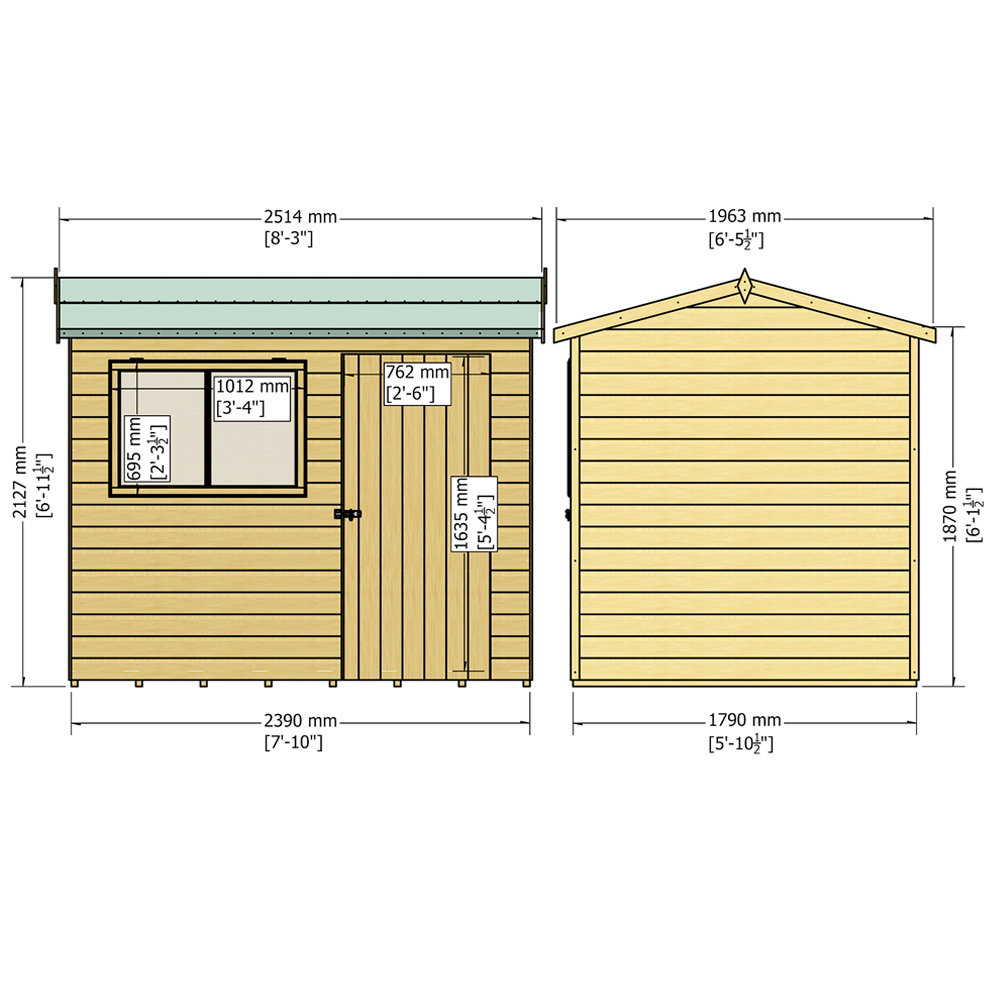 Shire Lewis 8 x 6ft Style C Reverse Apex Shed Image 6