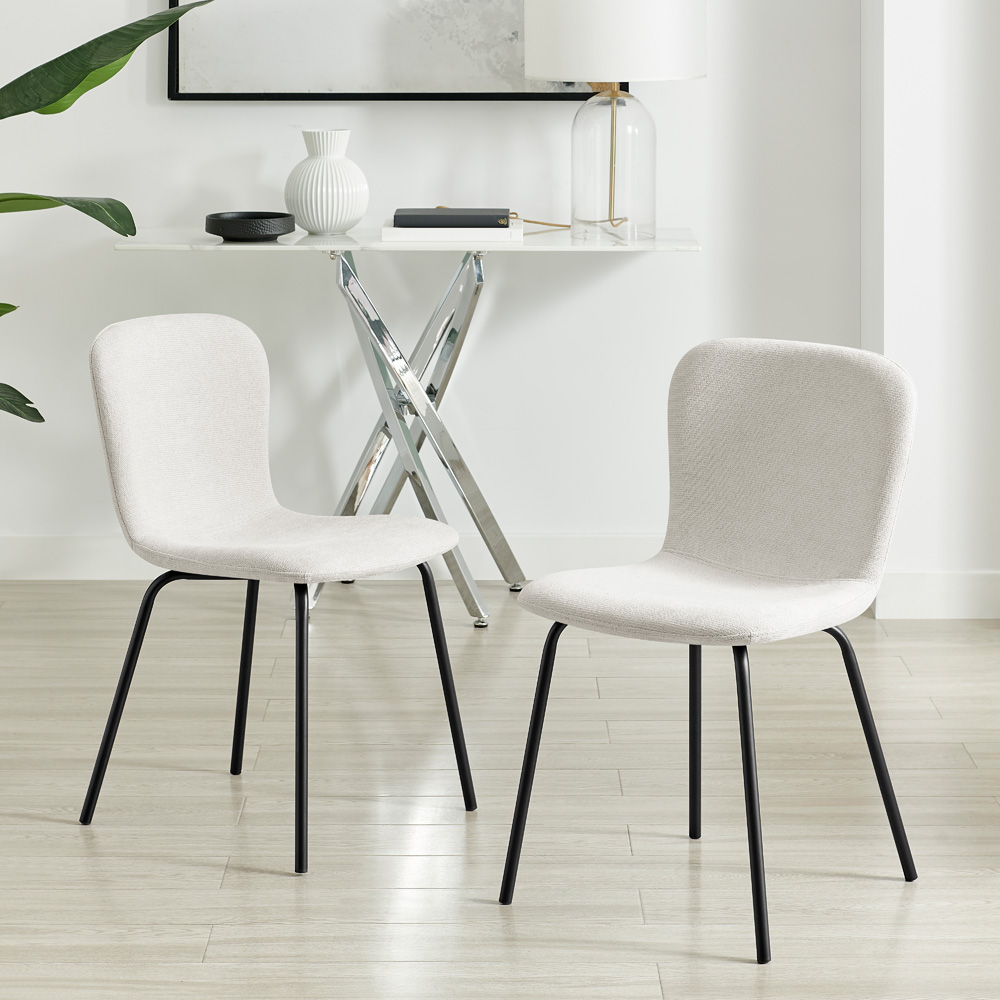 Furniturebox Sienna Set of 2 Cream Linen Effect Dining Chairs Image 9