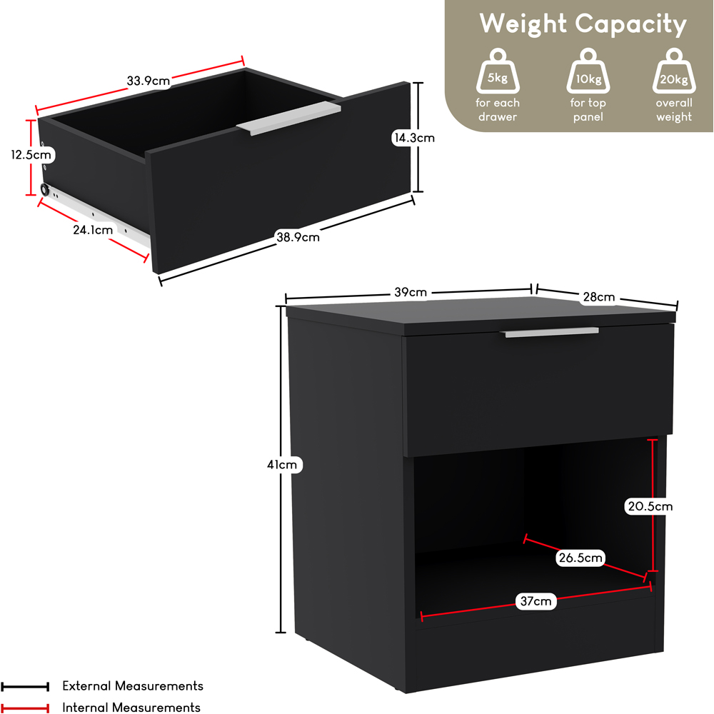 VIDA DESIGNS Trega Black 4 Piece Bedroom Furniture Set Image 8