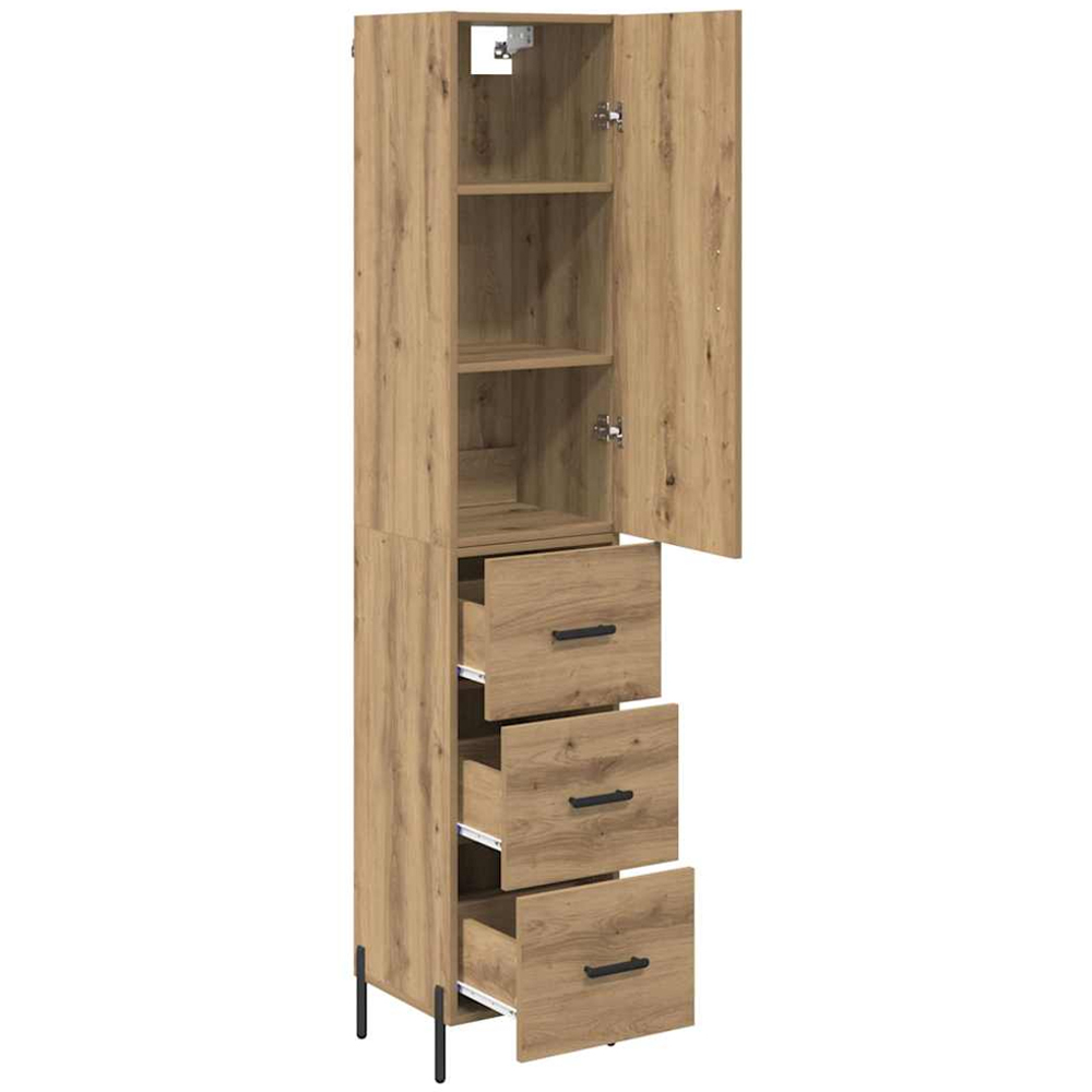 vidaXL Single Door 3 Drawer Artisan Oak Highboard Image 4