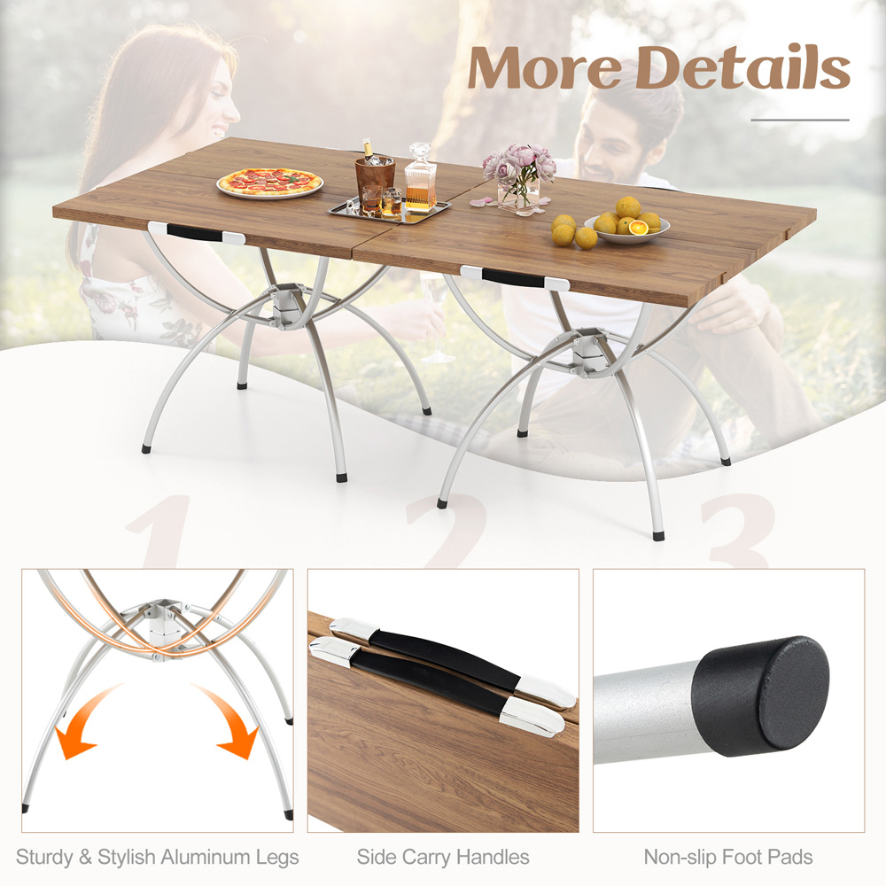 Costway Coffee Foldable and Extendable Picnic Table Image 7