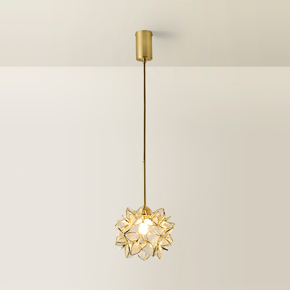 ValueLights Reine Clear Glass Shade Brushed Gold LED Ceiling Pendant Light Image 6