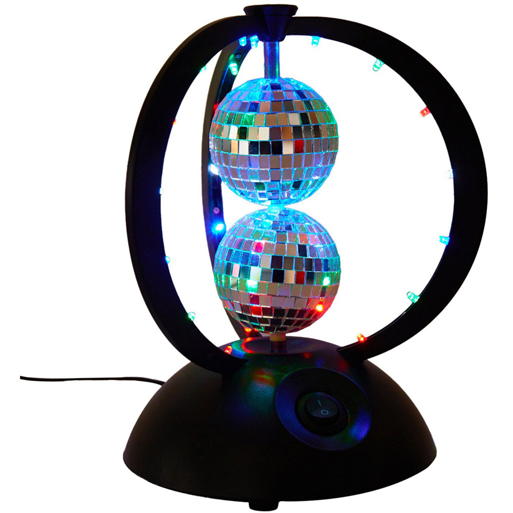 LED Disco Mirror Ball Light - Black and Chrome Image 6