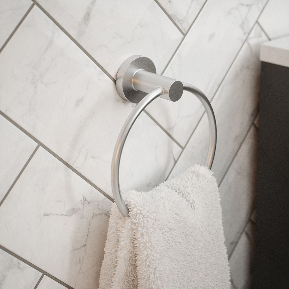Rothley Brushed Silver Round Towel Ring 155mm Image 2