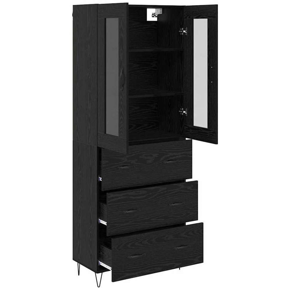 vidaXL 2 Door 3 Drawer Black Oak Sideboard Image 5