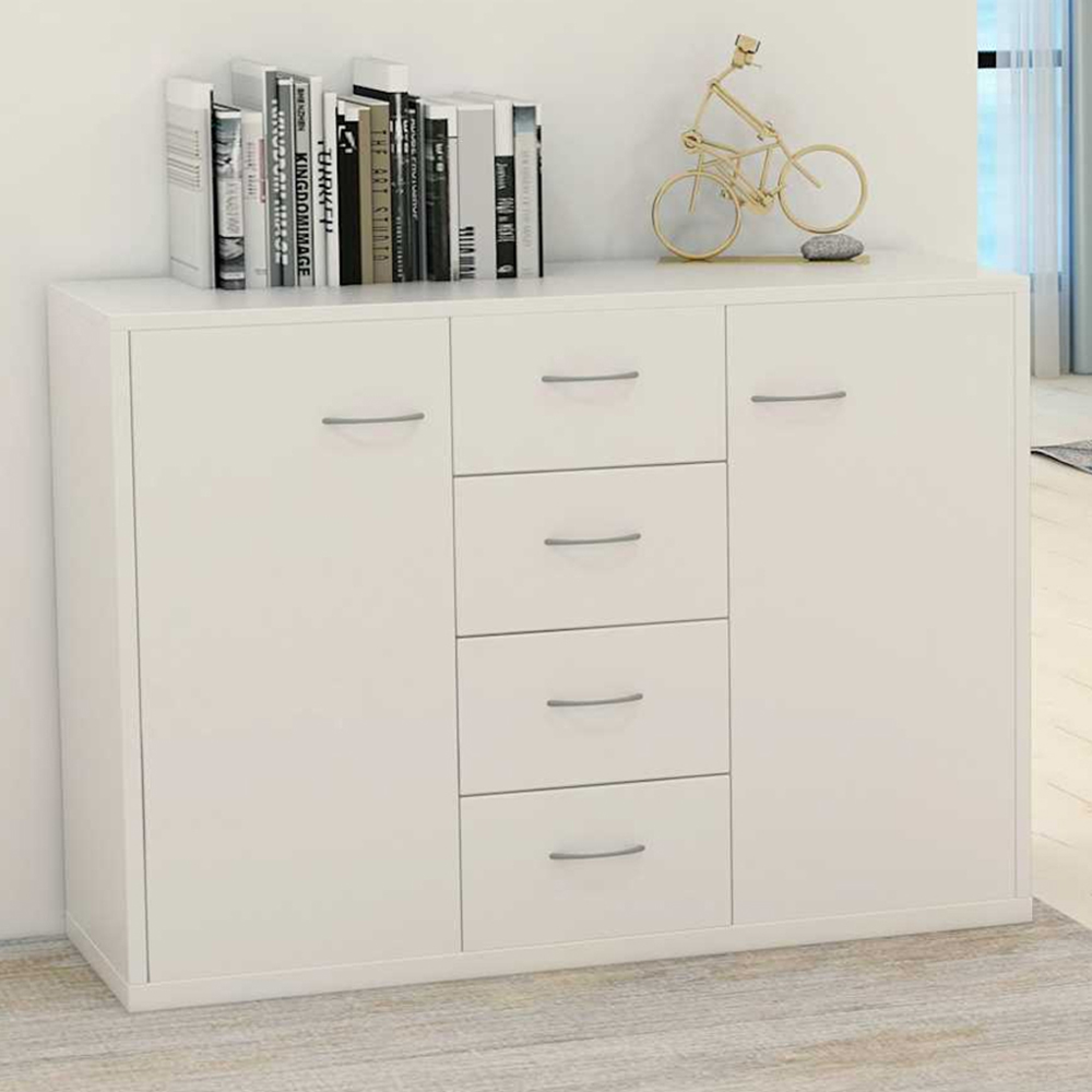 vidaXL 2 Door 4 Drawer White Sideboard Image 1