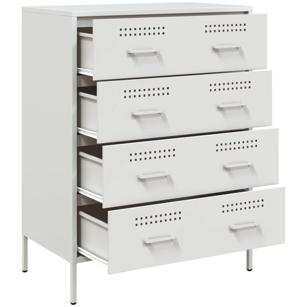 vidaXL 4 Drawer White Steel Sideboard Image 9