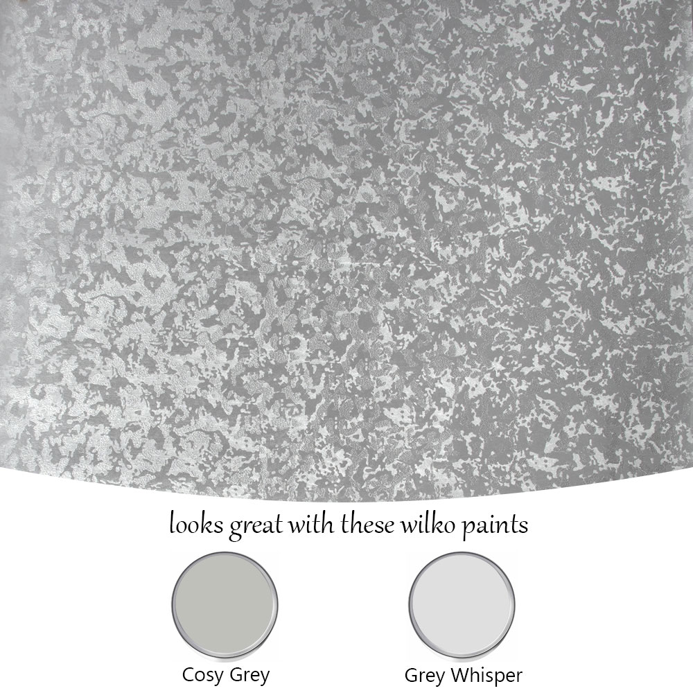 Wilko Crushed Velvet Foil Silver Wallpaper Image 4