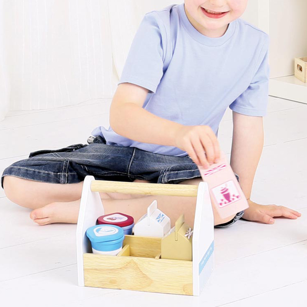 Bigjigs Toys Wooden Dairy Delivery Set Multicolour Image 2