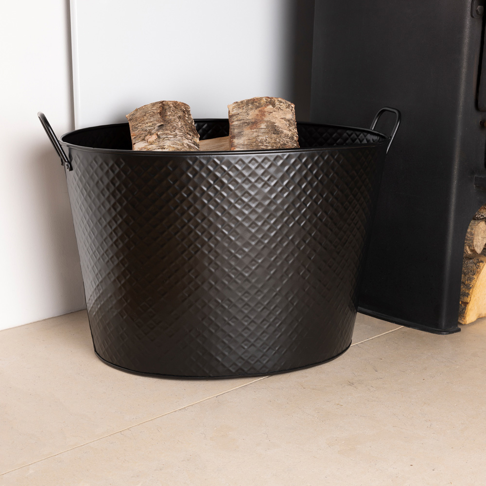 Charles Bentley Large Black Diamond Embossed Oval Bucket Image 2