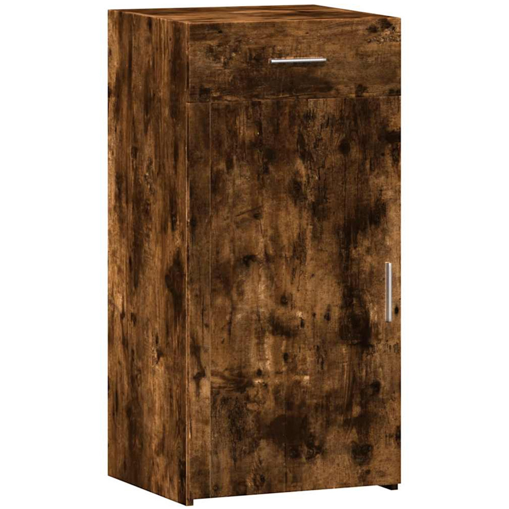 vidaXL Single Door Single Drawer Smoked Oak Sideboard Image 2