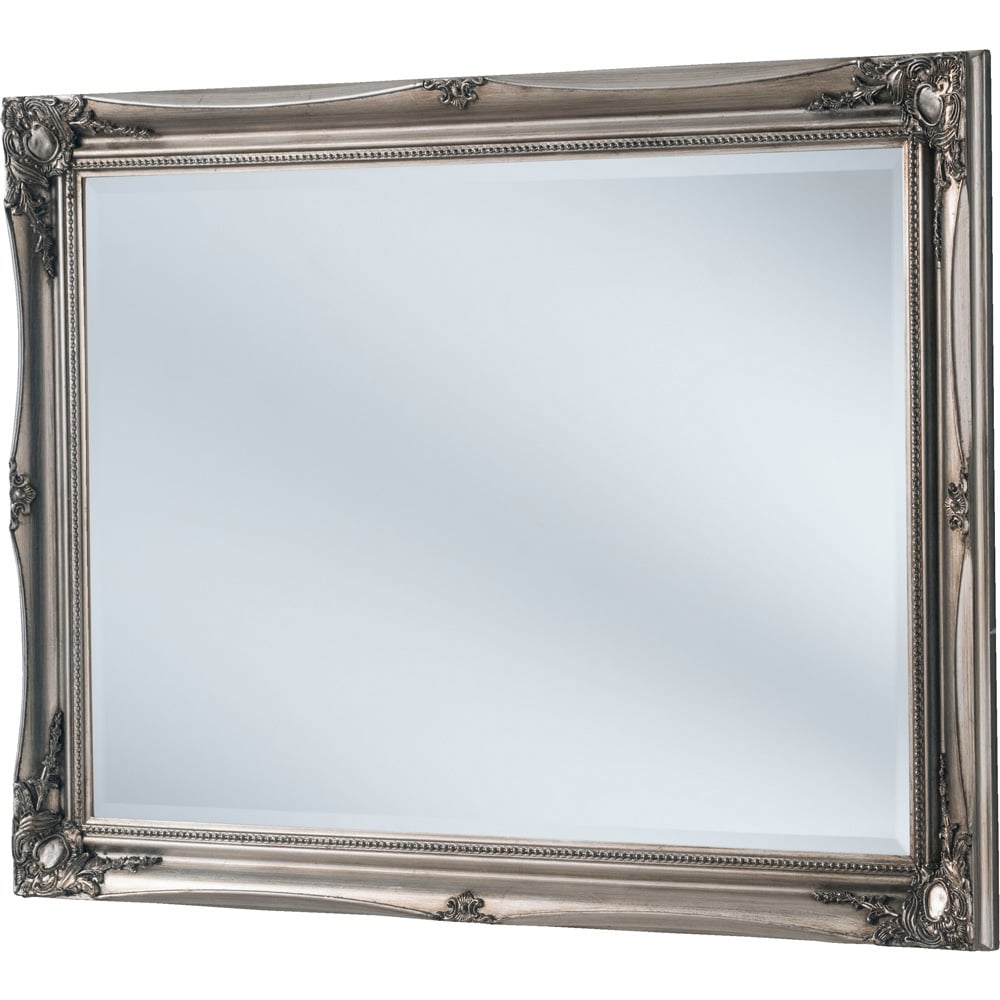 Yearn Silver French Style Carved Bevelled Mirror 105 x 75cm Image 1