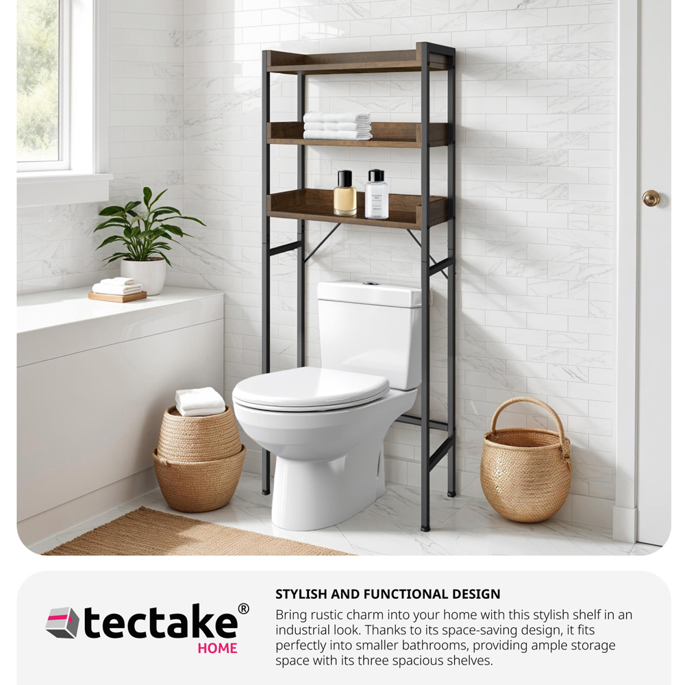 tectake Seattle 3 Shelf Dark Wood Shower Caddy Image 5