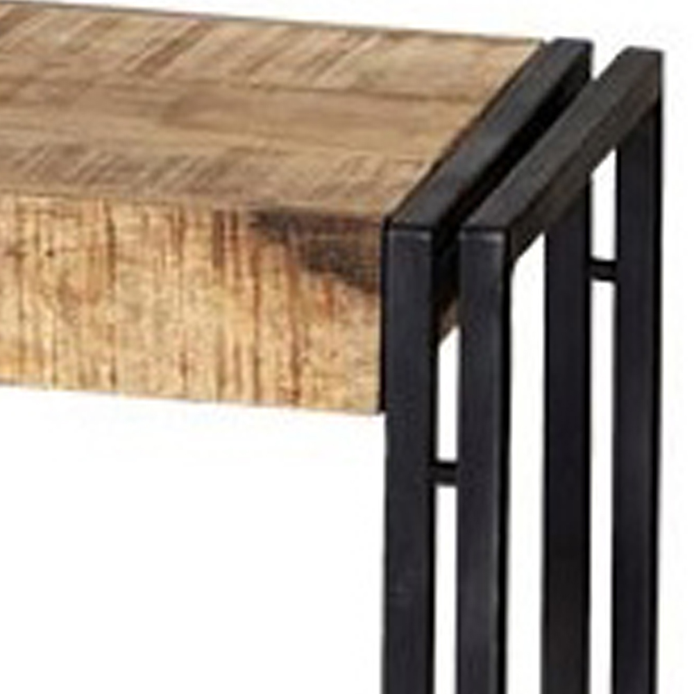 Brooklyn Carnaby 2 Seater Industrial Metal and Wood Bench  Image 3