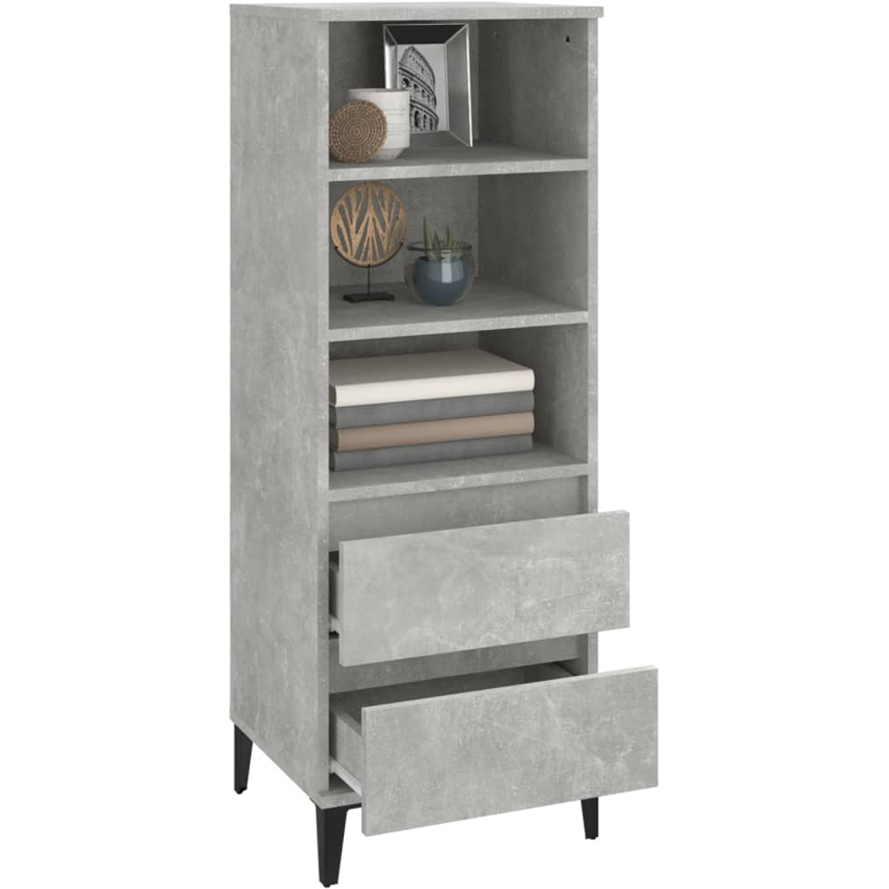 vidaXL 2 Drawer 3 Shelf Concrete Grey Highboard Image 7