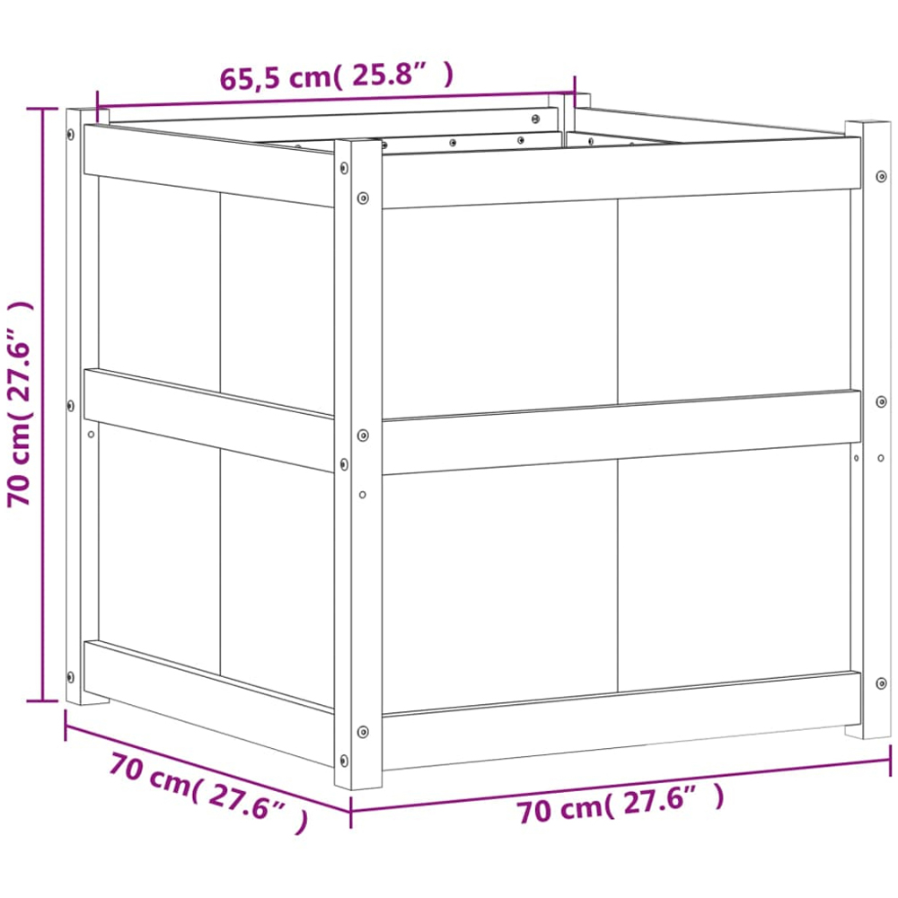 vidaXL Black Solid Pine Wood Garden Planter 70 x 70 x 70cm Image 9
