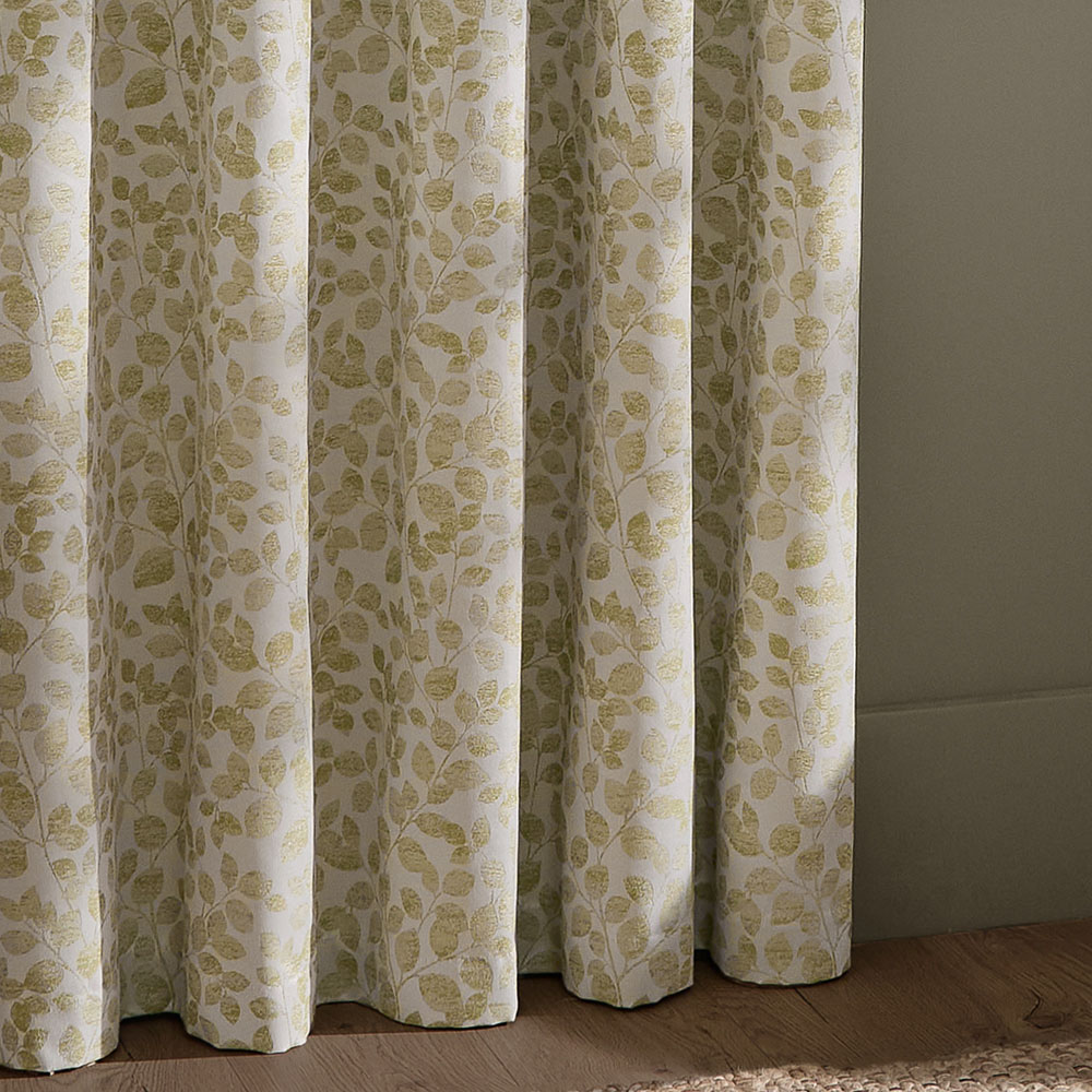 Wylder Grace Leaf Sage Jacquard Fully Lined Eyelet Curtains 229 x 137cm Image 5