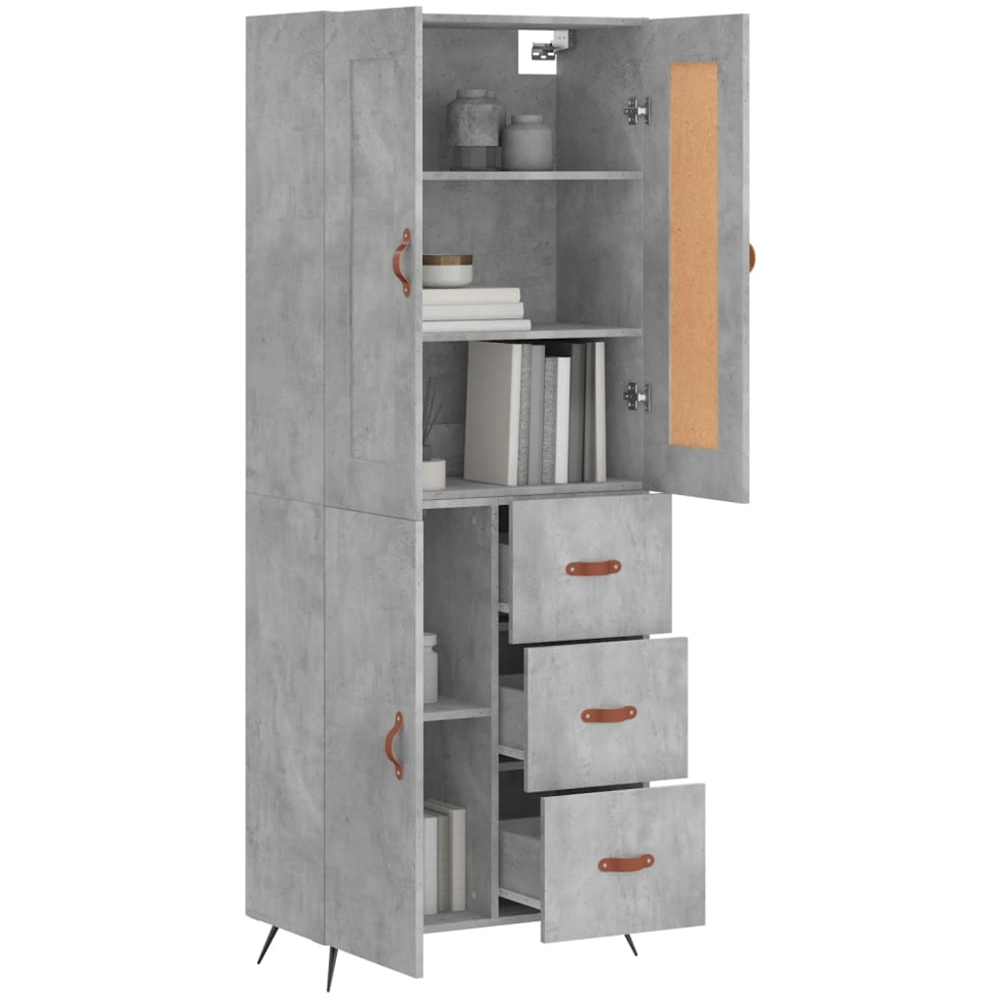 vidaXL 3 Door 3 Drawer Concrete Grey Highboard Image 3