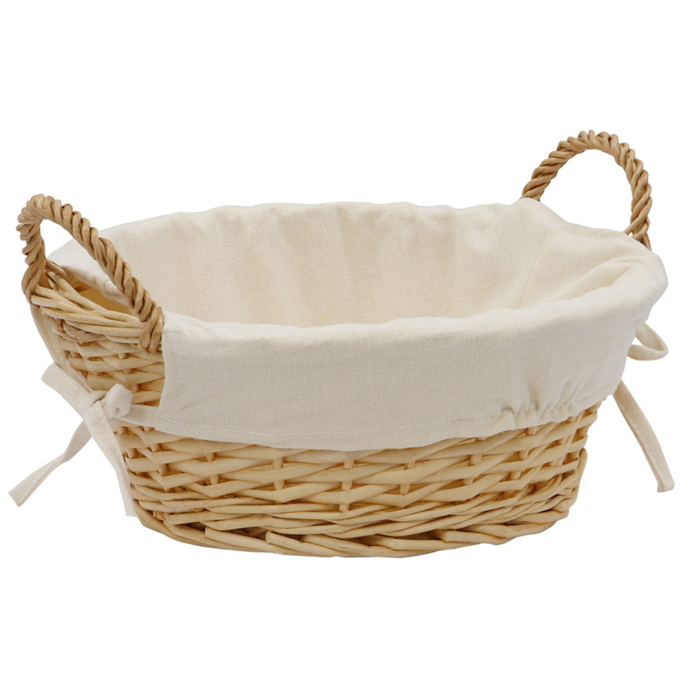 JVL 6.5L Acacia Honey Round Willow Storage Basket with Liner Image 1