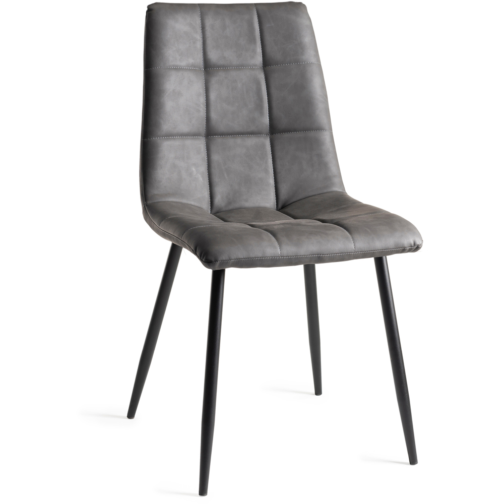 Bentley Designs Mondrian Set of 2 Dark Grey Leather Dining Chair Image 2