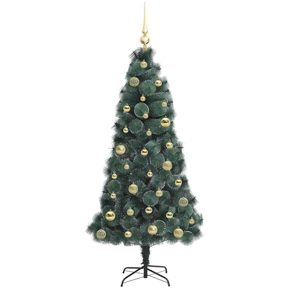 vidaXL Pre-Lit Gold Baubles Green Artificial Christmas Tree 5ft Image 4